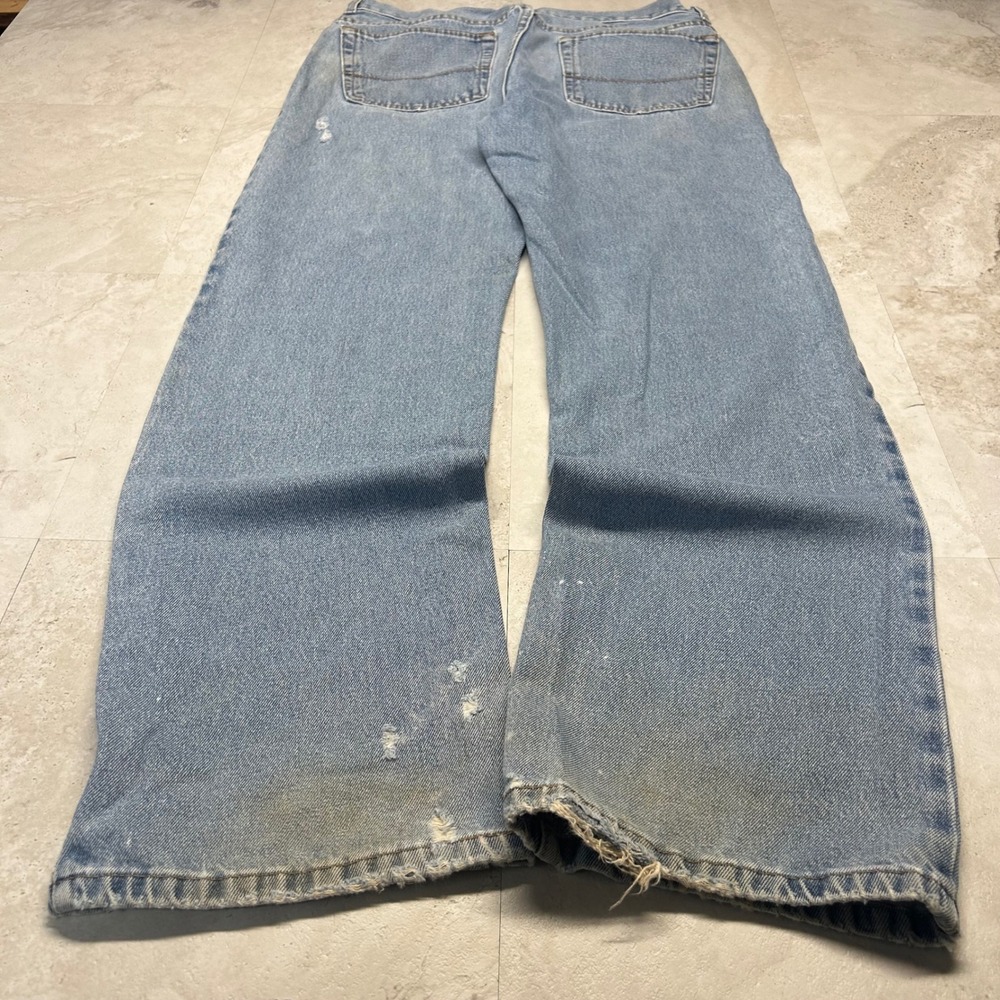 Faded Glory Straight Leg Jeans Light Wash Mens 34x34 Distressed Splatter